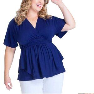 Women's Plus Size Soft Jersey V-Neck Everyday Casual Dressy Knit Promenade Top